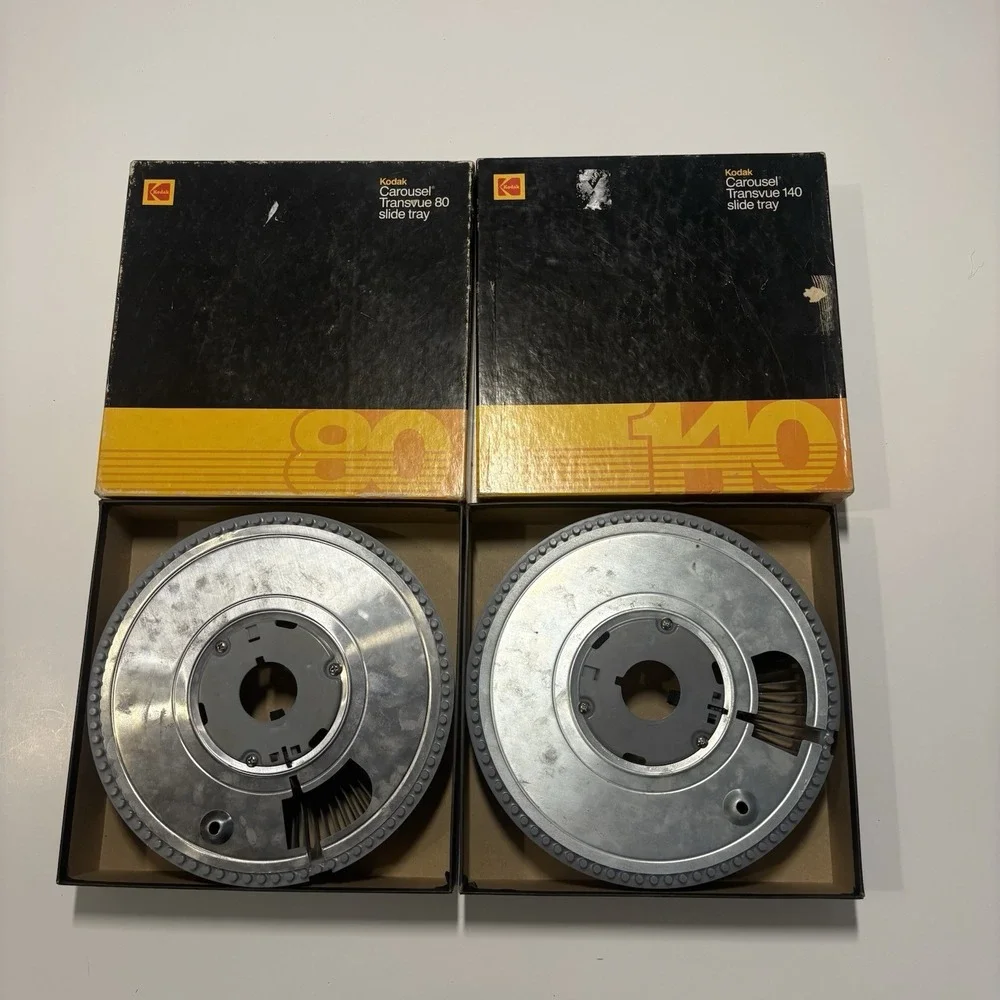 2-Eastman Kodak Carousel Transvue 80 slide tray B80T CAT 104 6093 Vintage 1983